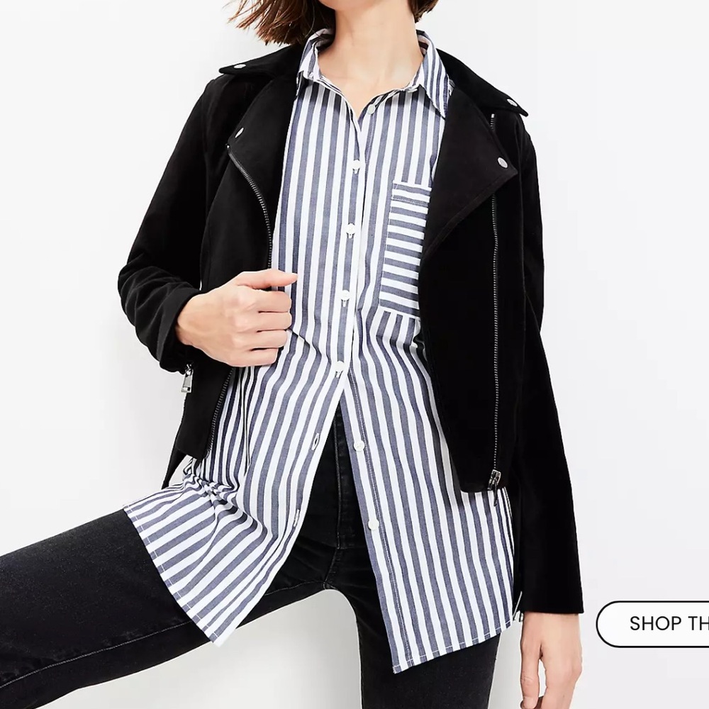 Striped Everyday Oversized Pocket Shirt M Petite